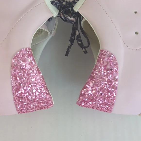 NIB Miracle Miles Skylar Glitter Star Converse Sneakers 7.5 Pink Lace Up - Picture 9 of 16